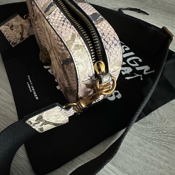 Kurt Geiger Beige and Black Snake Print Crossbody Bag Small - Picture 4 of 6